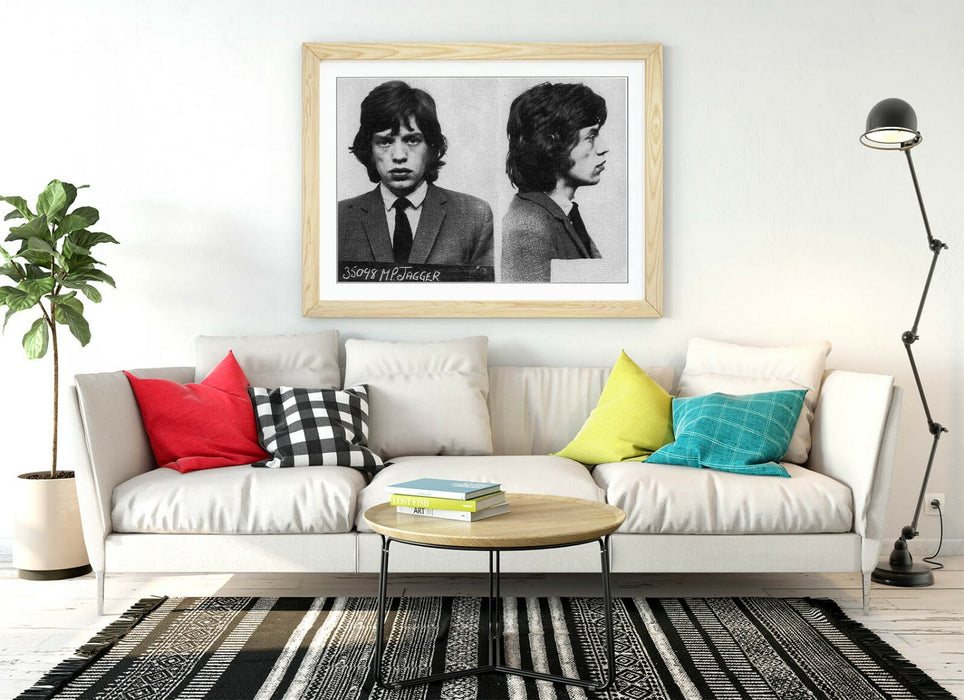 MICK JAGGER MUGSHOT 2 -ART FRAMED POSTER PICTURE PRINT ARTWORK- BLACK & WHITE
