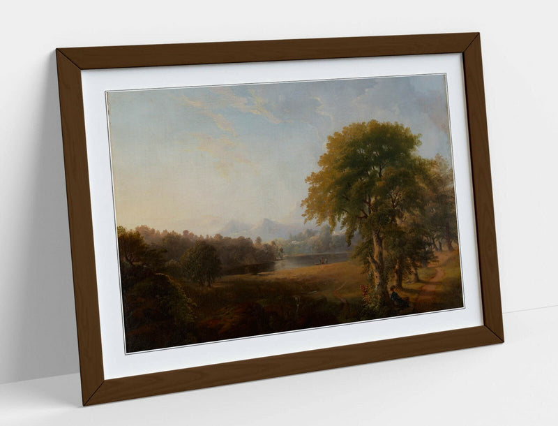 Framed Wall Art - Robert S Duncanson Landscape Picture Print With Woodgrain Frame