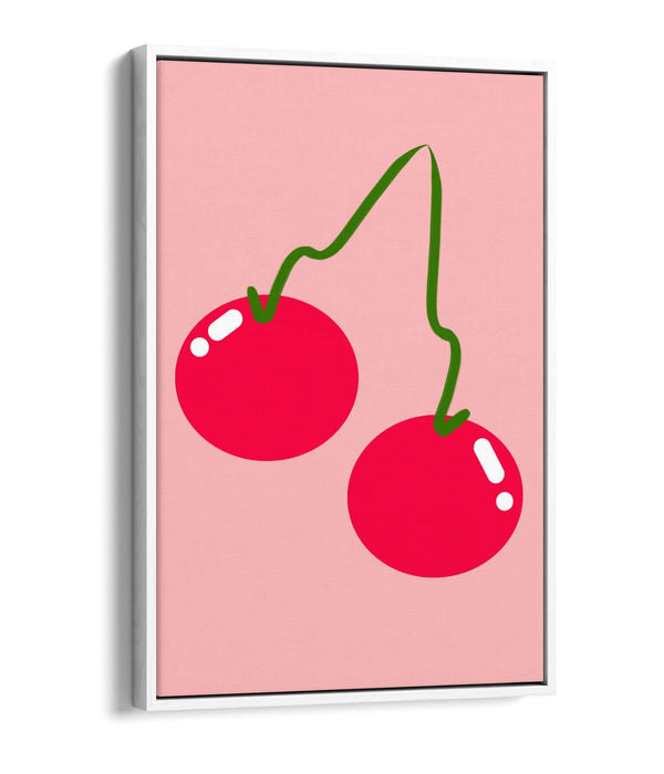 CHERRIES TRENDY MINIMALIST KITCHEN CHERRY -FLOAT EFFECT CANVAS WALL ART PRINT