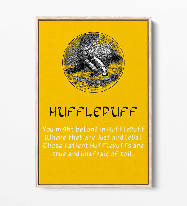 HARRY POTTER HUFFLEPUFF QUOTE SLOGAN HOGWART -FLOAT EFFECT CANVAS WALL ART PRINT