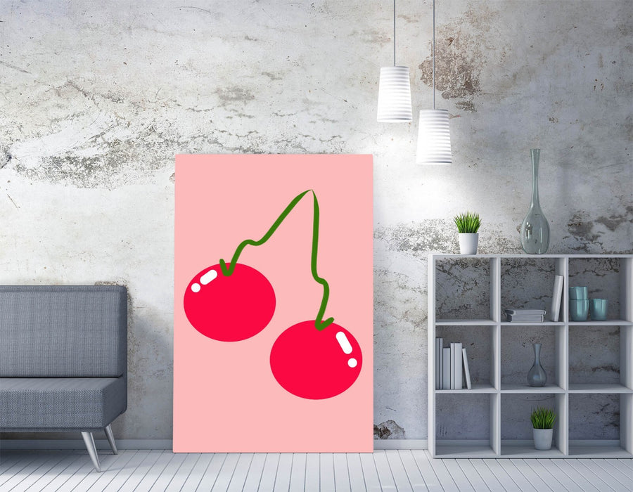 CUTE CHERRIES TRENDY MINIMALIST DECOR -CANVAS WALL ART PICTURE PRINT