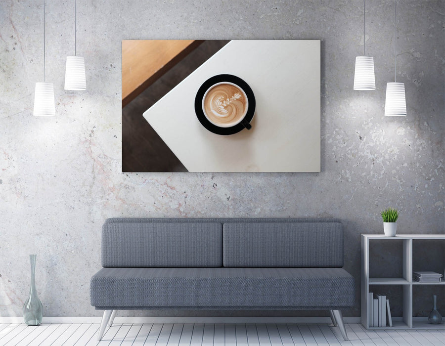 Coffee Mug Wall Art - Handmade Canvas Print | Black Mug Print, Cafe Style Decor