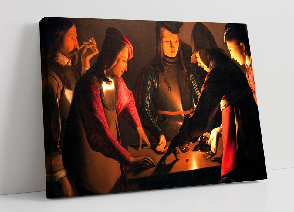 Canvas Wall Art - Georges de la Tour Dice Players Framed Print, 30mm Deep Frame