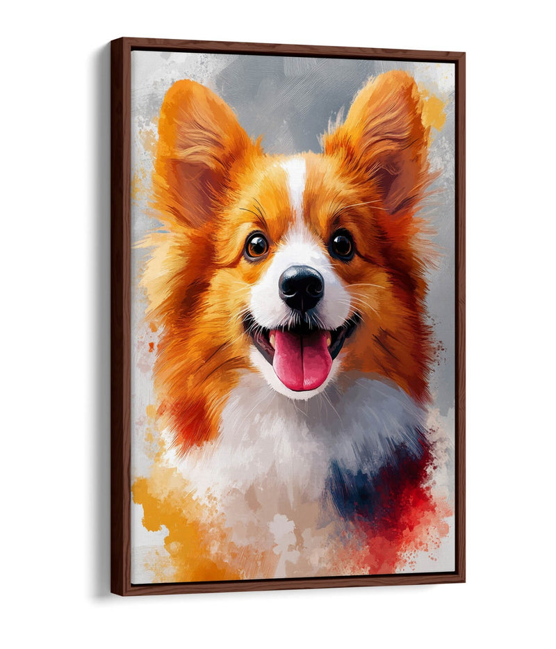Dog Canvas Wall Art - Cute Smiling Dog Portrait With Tongue Out, Float Effect