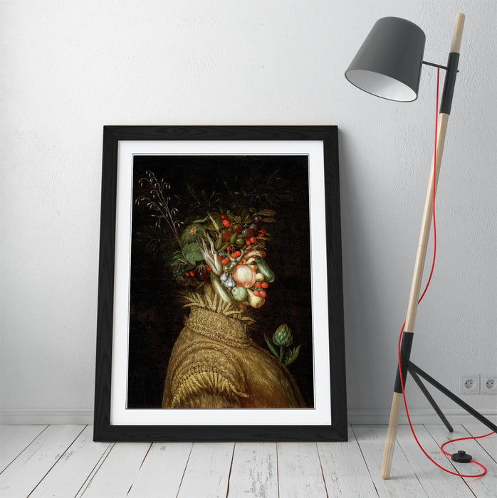 Framed Wall Art Poster - Giuseppe Acrimboldo Summer Portrait Print | Handmade UK