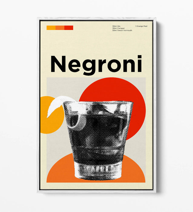 Negroni Cocktail Poster - Vibrant Canvas Wall Art | Funky Home Decor Print