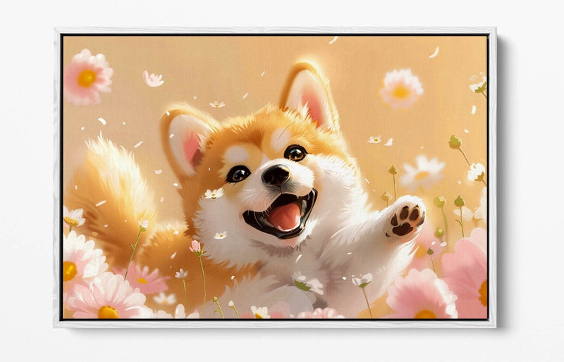 Shiba Inu Canvas Art - Cute Dog Wall Decor | Float Effect Canvas Print