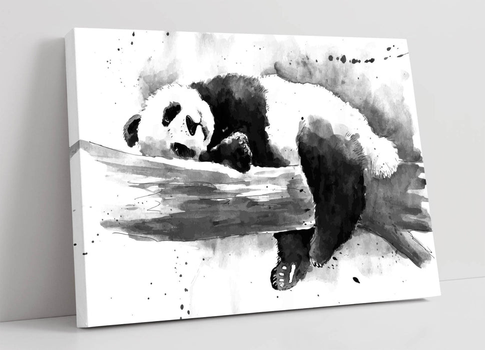 Panda Canvas Wall Art – Black and White Watercolour Animal Print on Archival Grade Canvas
