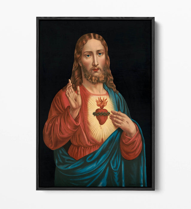 Religious Canvas Wall Art – Heart Of Jesus Spiritual Wall Print On 30mm Deep Frame