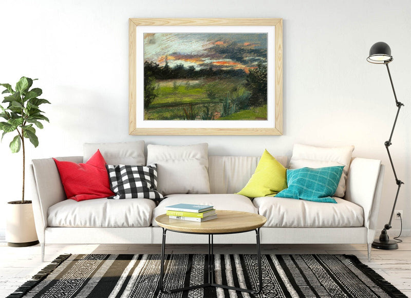 Framed Wall Art - Paul Huet Blue Orange Sky Painting | Matte Paper Print