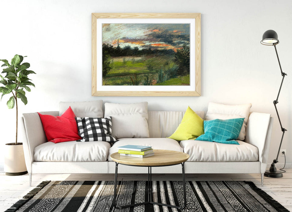 Framed Wall Art - Paul Huet Blue Orange Sky Painting | Matte Paper Print