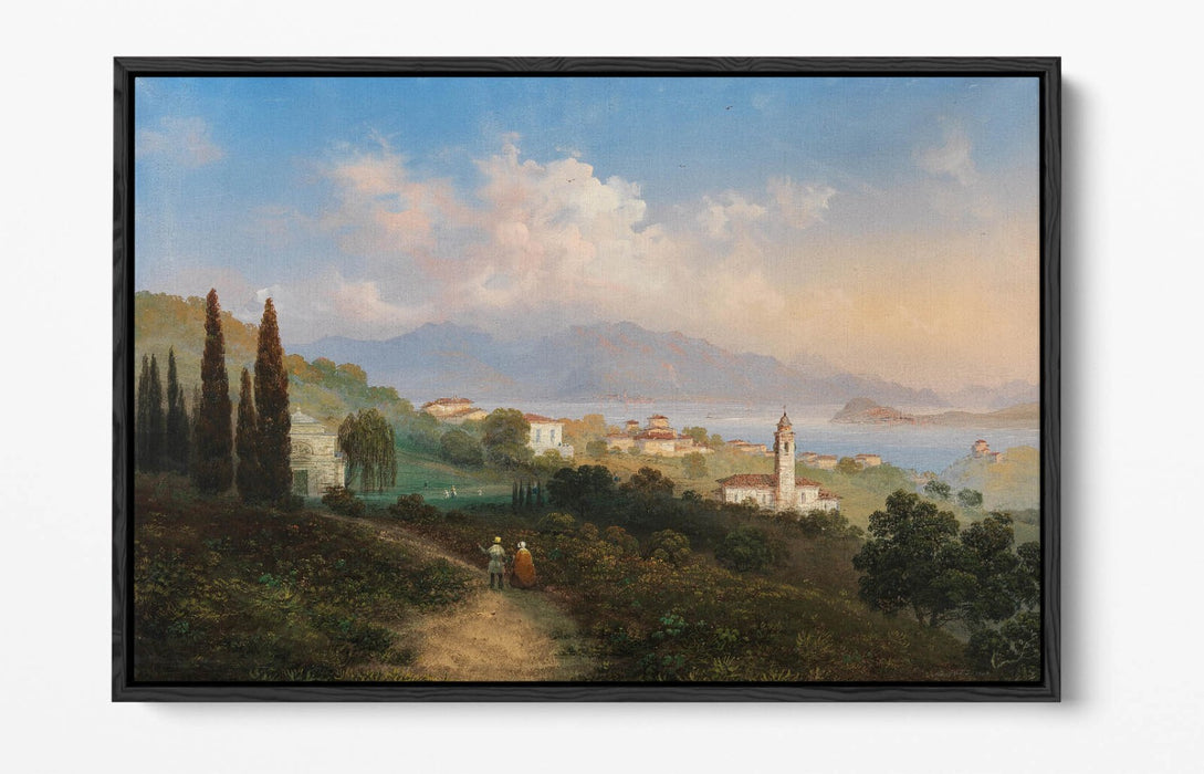 CARLO BOSSOLI, VIEW OF LAKE COMO & MENAGGIO -FLOAT EFFECT CANVAS WALL ART PRINT