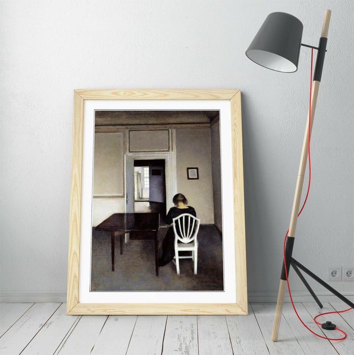 VILHELM HAMMERSHOI, INTERIOR WITH IDA -FRAMED ART PICTURE PRINT ARTWORK