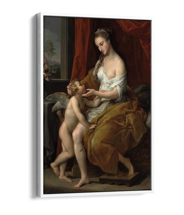 POMPEO BATONI, VENUS CARESSING CUPID -FLOAT EFFECT CANVAS WALL ART PIC PRINT