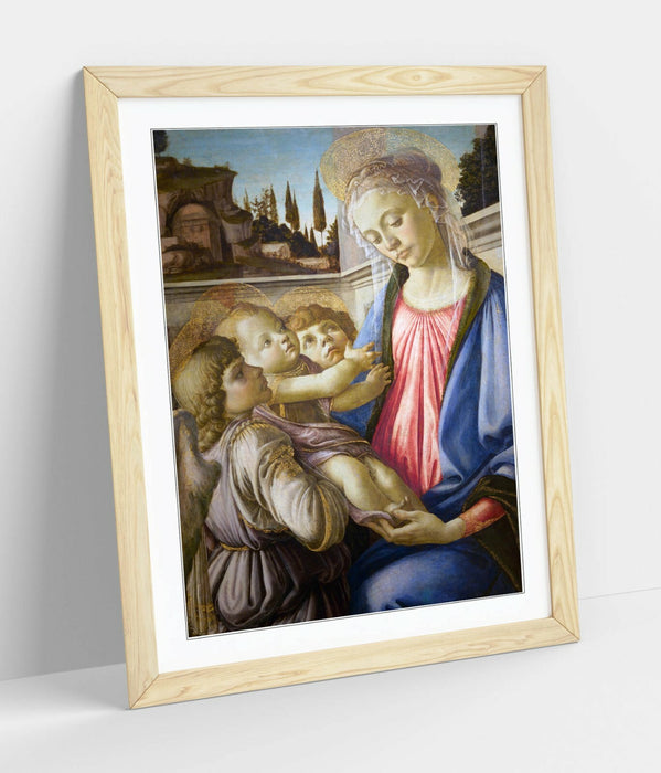 Framed Artwork Print - Botticelli Virgin Painting With Two Angels | Handmade UK Frames