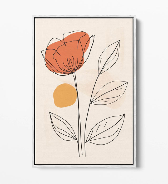 Minimalist Flower Canvas – Contemporary Wall Art With Float Effect Frame