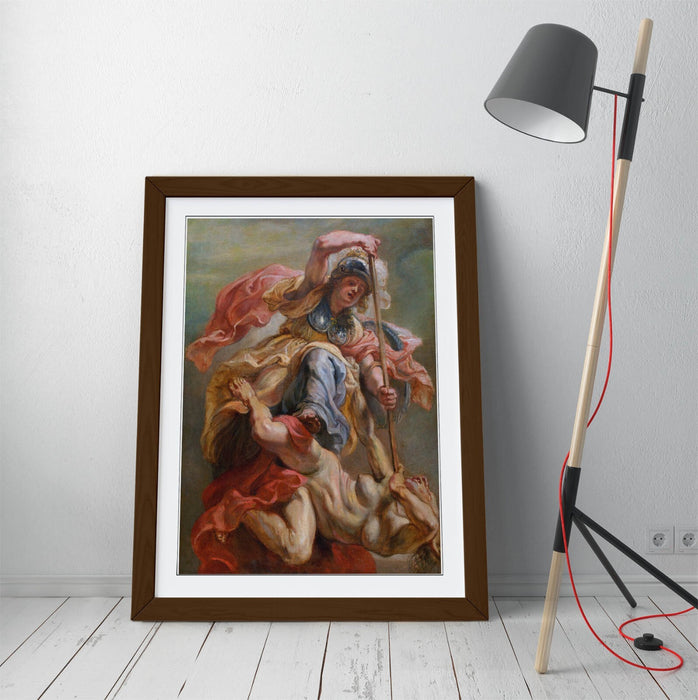 Framed Wall Art Poster | Peter Paul Rubens Minerva Slaying Discord Print - Matte Finish, Ready To Hang