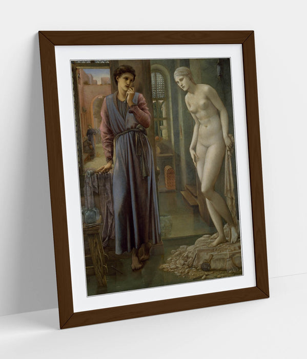 Framed Wall Art Poster – Edward Burne Jones Pygmalion Art Print with Woodgrain Frame