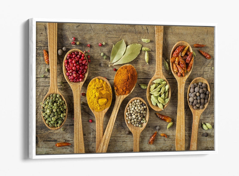 Canvas Wall Art - Herbs Spice Art On Spoons | Vibrant Kitchen Wall Decor Print