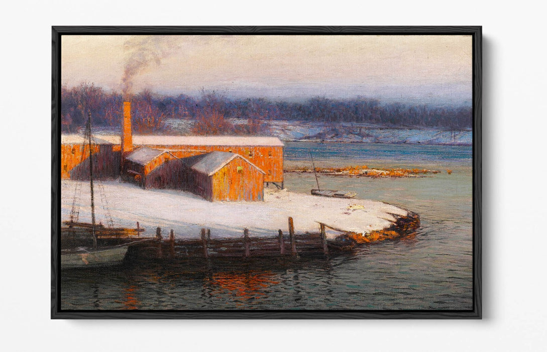 L. BIRGE HARRISON, THE RED MILL AT COS COB -FLOAT EFFECT CANVAS WALL ART PRINT