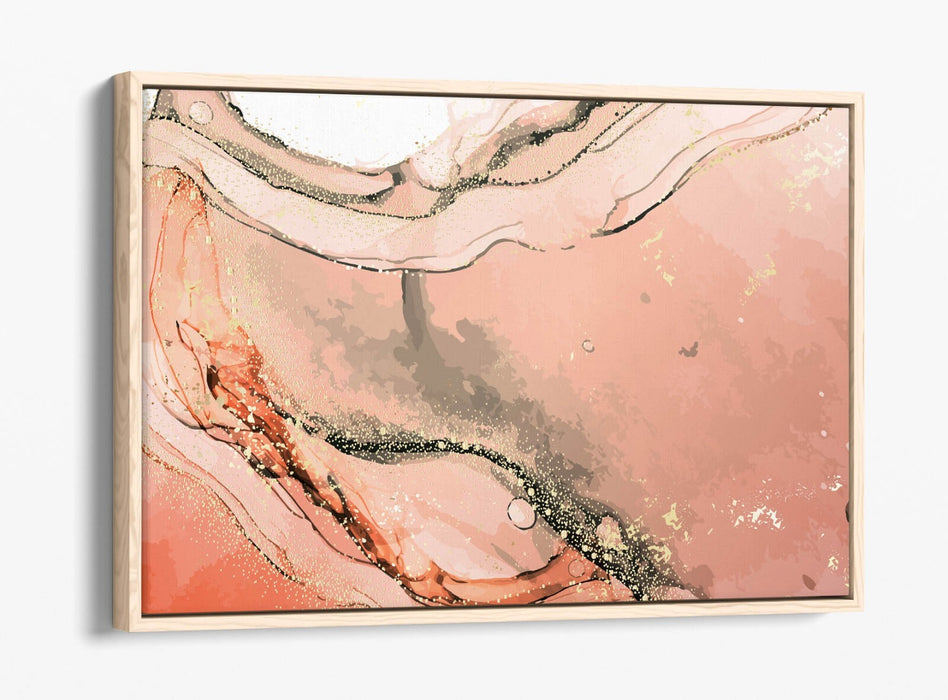 Canvas Wall Art - Abstract Marble Effect Pink Background Float Frame Print
