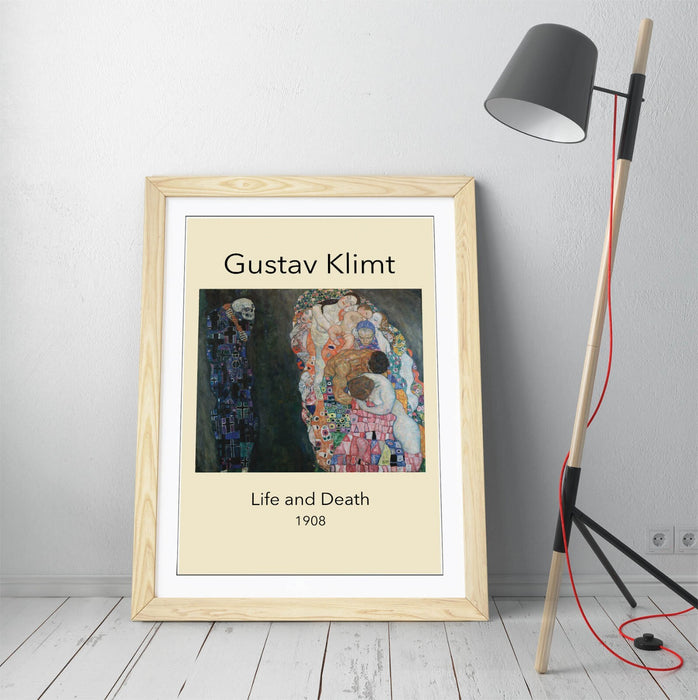 Framed Wall Art Gustav Klimt Print - Life And Death Poster With Faux Wood Frame
