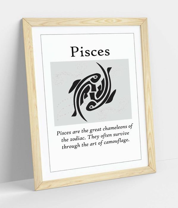 PISCES STAR SIGN ZODIAC ASTOLOGY QUOTE SLOGAN -FRAMED WALL ART PICTURE PRINT