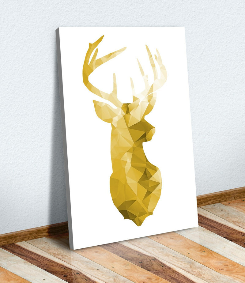 Geometric Canvas Wall Art – Stag Head Print on 30mm Deep Frame | Handmade Canvas Artwork