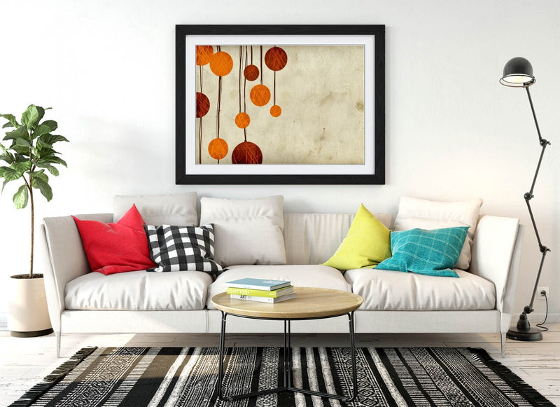 Framed Abstract Poster - Red Orange Artwork | Handmade UK Bedroom Print