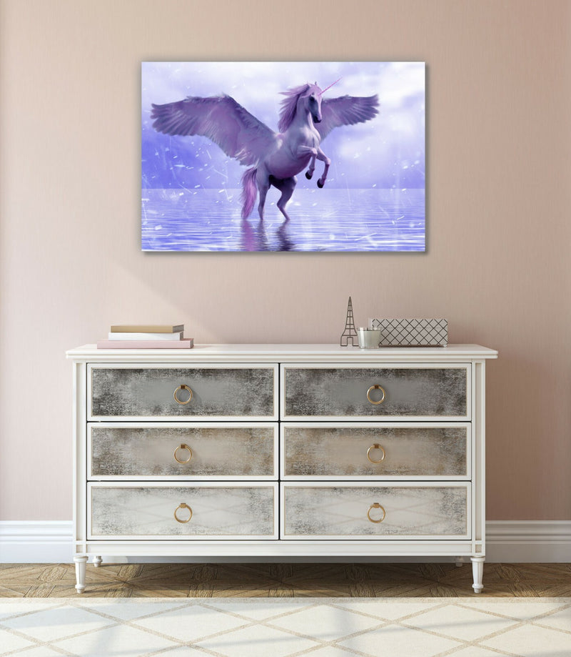 Unicorn Canvas Art - Purple Violet Fantasy Wall Decor, 30mm Deep Handmade Print