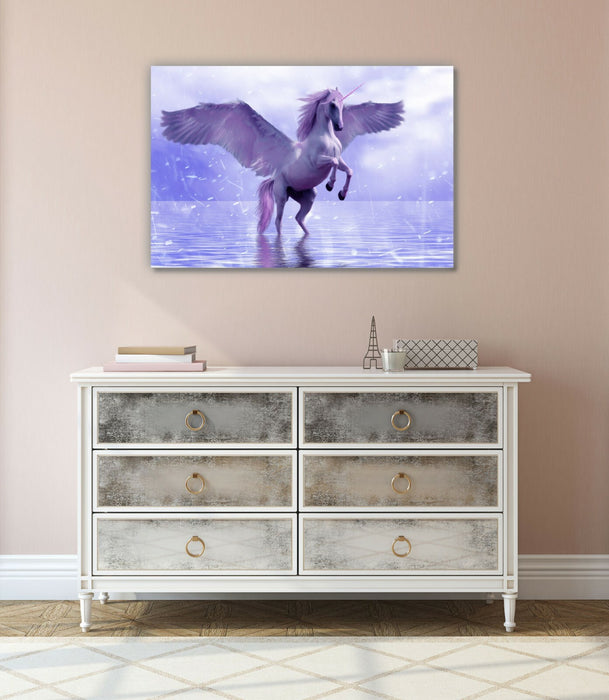 Unicorn Canvas Art - Purple Violet Fantasy Wall Decor, 30mm Deep Handmade Print