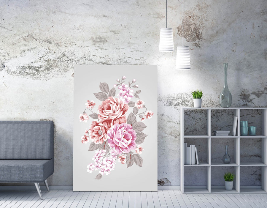 PINK RED PASTEL ROSES HOME BEDROOM DECOR CANVAS WALL ARTWORK PIC PRINT
