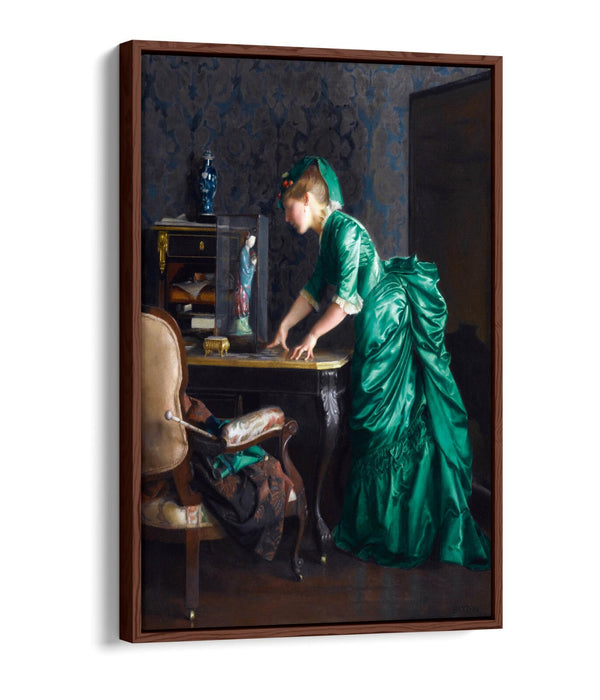 Canvas Wall Art – William McGregor Paxton Green Dress Painting | Float Effect Print