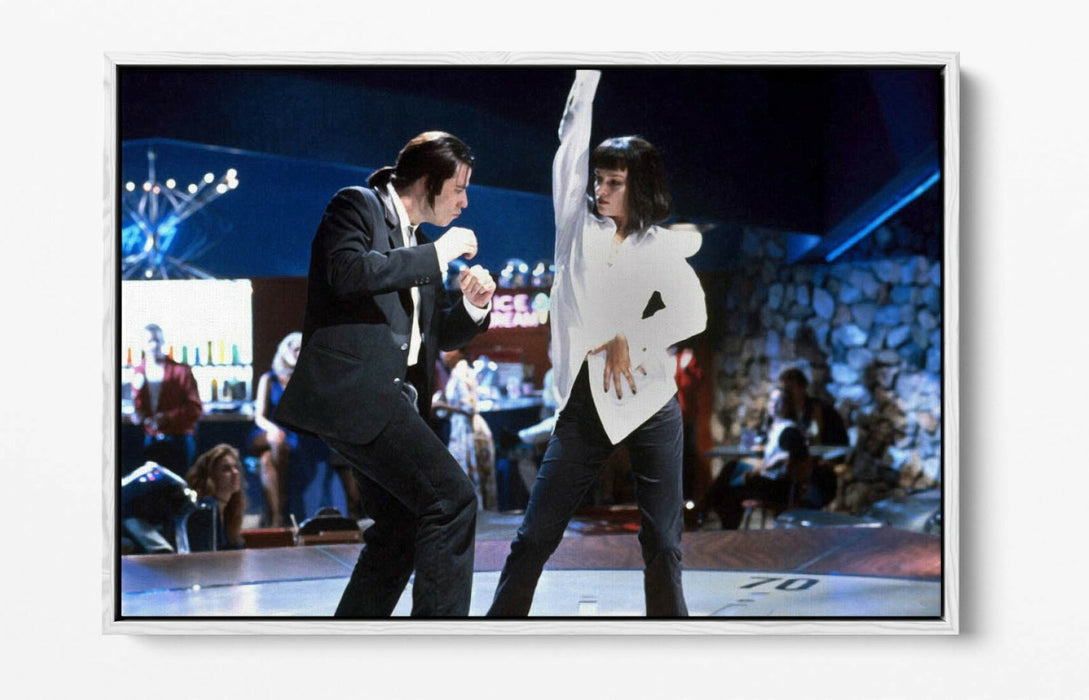 Pulp Fiction Canvas Art - Iconic Dance Scene Movie Wall Art | Handmade UK Float Frame