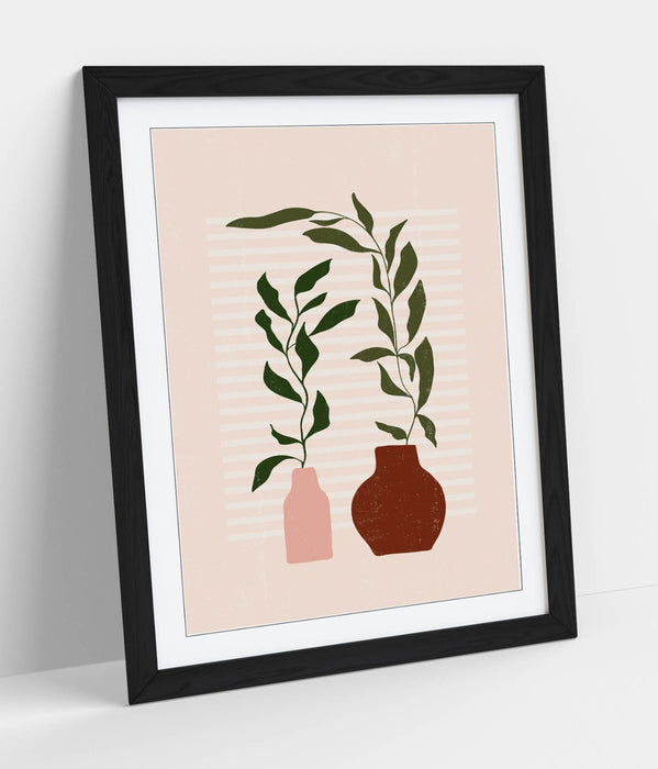 Boho Botanical Wall Art – Framed Minimalist Home Decor Poster Print UK