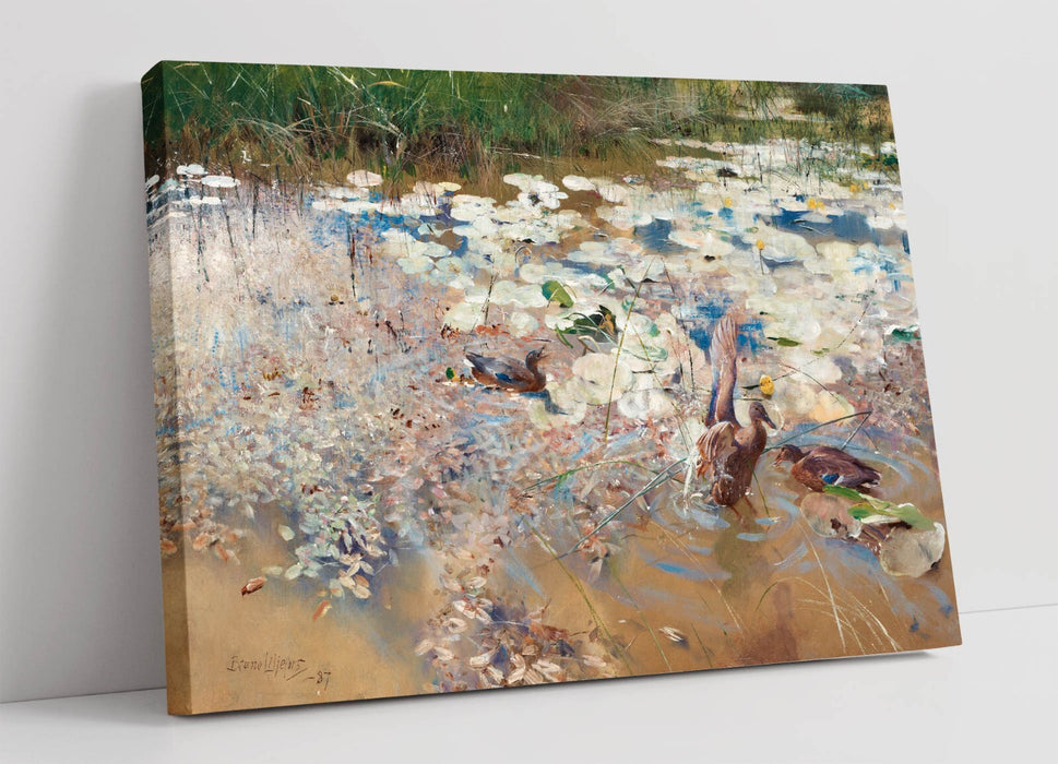 Canvas Wall Art - Bruno Liljefors Wild Ducks Painting | Handmade Ready to Hang Print
