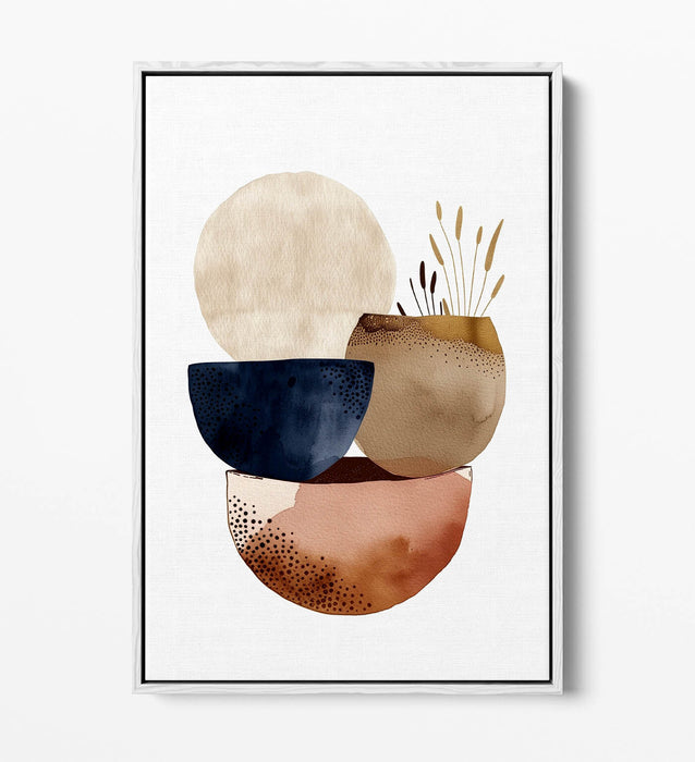 Boho Canvas Art – Minimalist Wall Decor With Float Effect Frame, Handmade UK