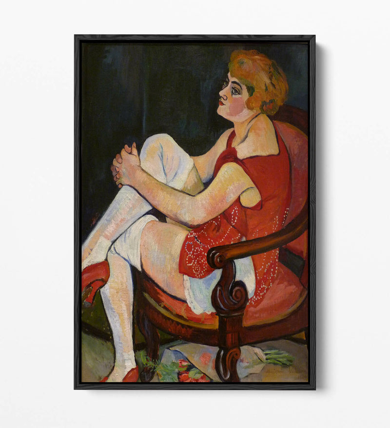 Float Effect Canvas Art - Suzanne Valadon Woman In White Stockings Premium Print
