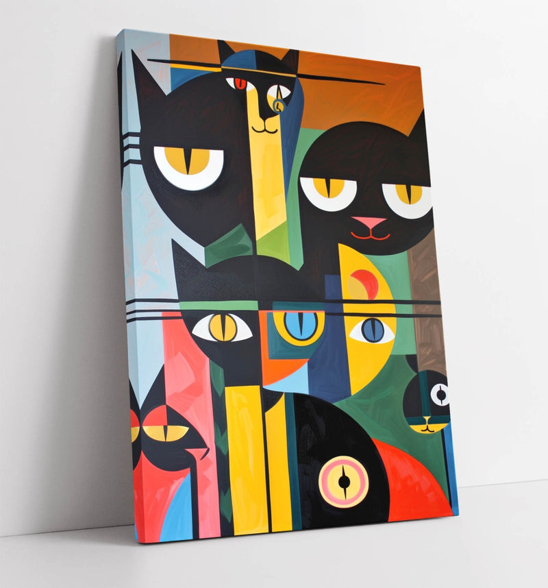 Abstract Cats Wall Art - Premium Canvas Print | Bauhaus Home Decor