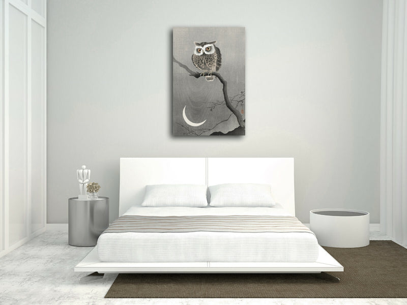 Owl Canvas Wall Art – Handmade Japanese Owl Print on Archival Grade Canvas
