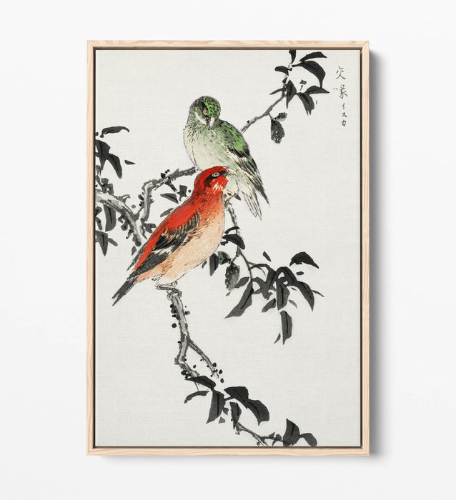 Canvas Wall Art - NUMATA KASHU Crossbill Float Effect Premium Print 30mm Frame