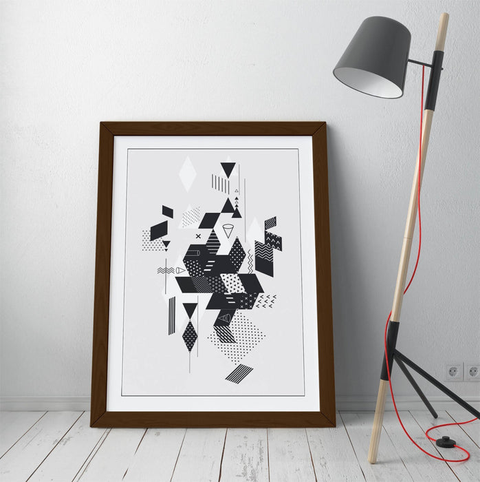 Abstract Black White Art - Framed Wall Art Print | Modern Bedroom Decor Poster