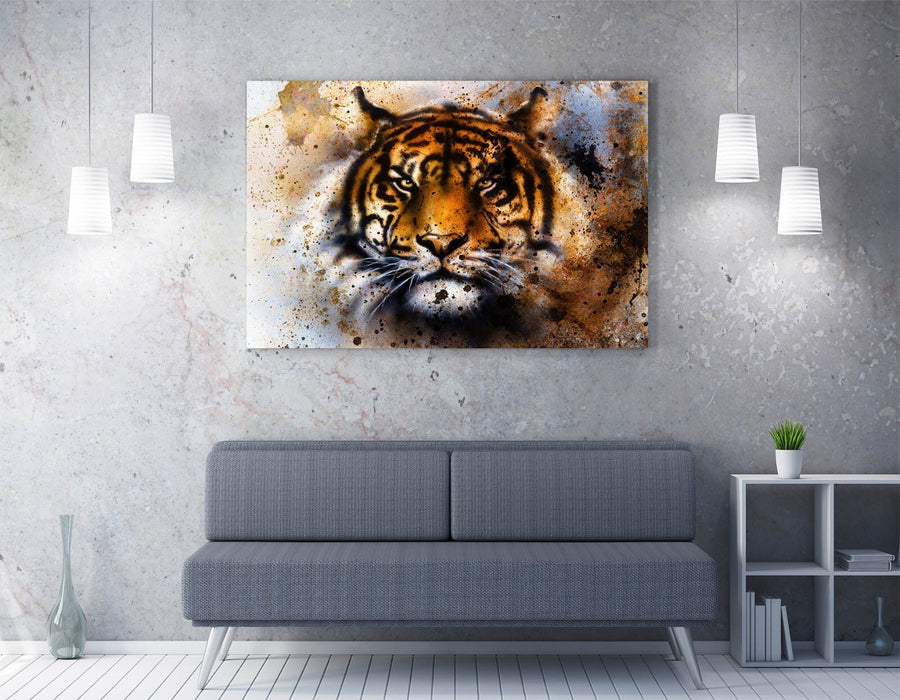 Tiger Canvas Wall Art – Abstract Rusty Background Print | Handmade Home Decor