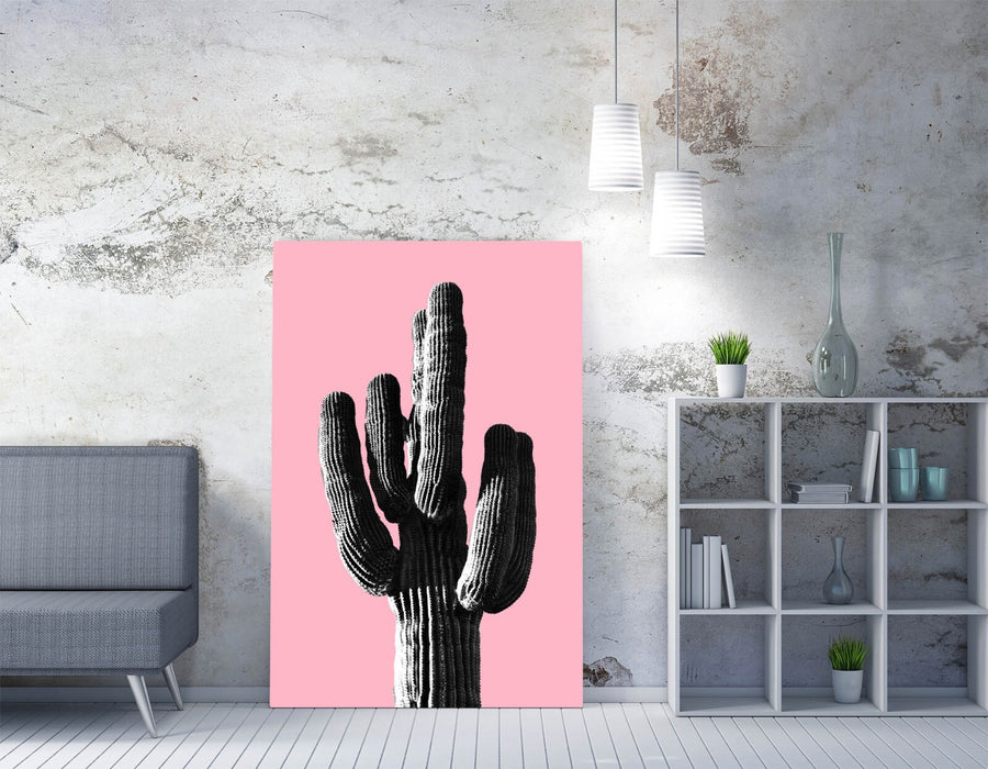 TRENDY POP CACTUS PINK BACKGROUND -CANVAS WALL ART PRINT ARTWORK DEEP FRAMED