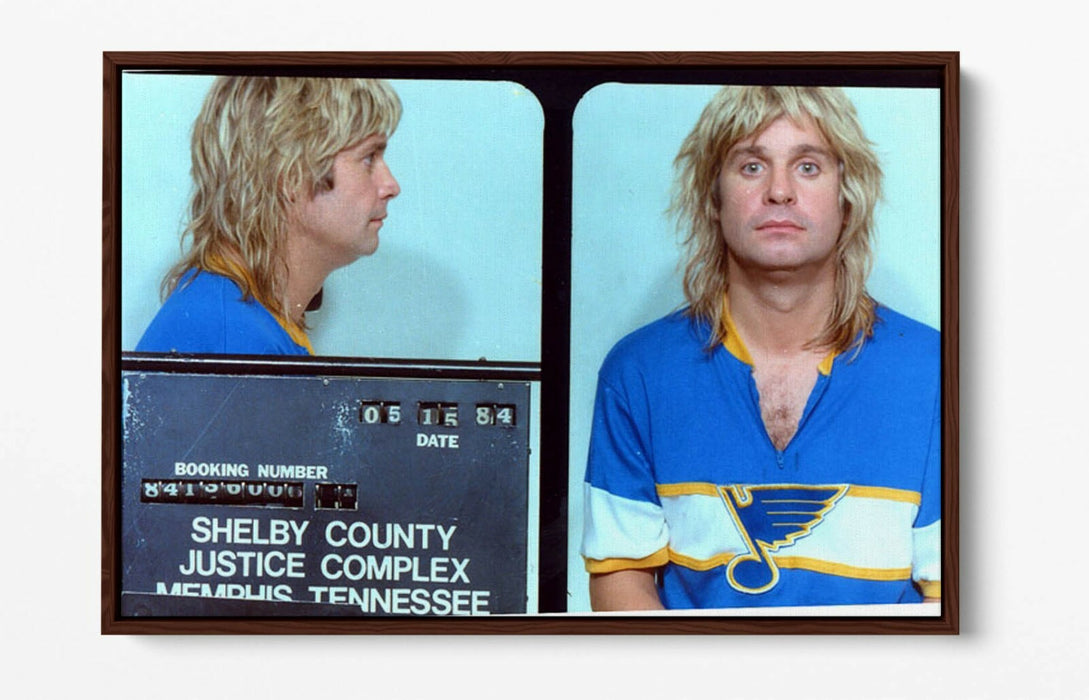 OZZY OSBOURNE MUGSHOT 1 -FLOAT EFFECT CANVAS WALL ART PIC PRINT- CYAN