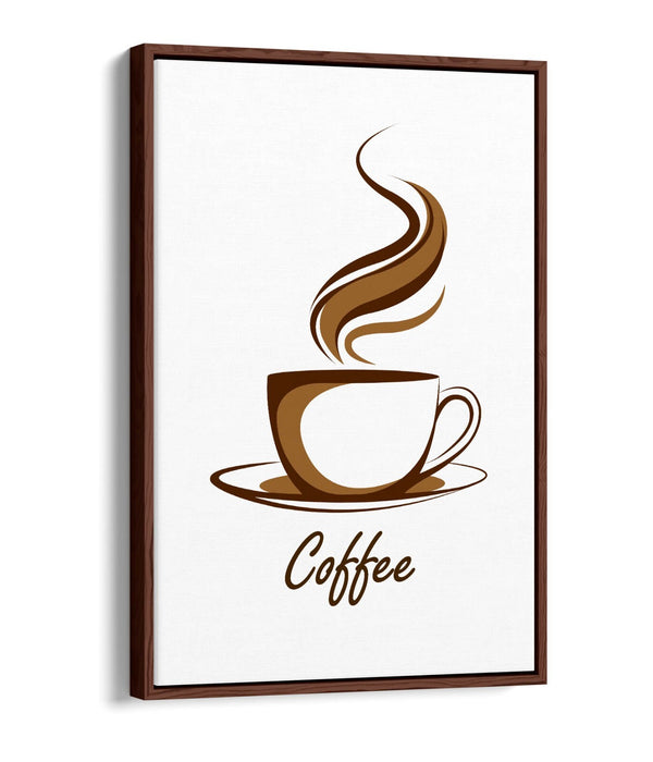 Canvas Wall Art - Brown Coffee Cup Illustration | Float Effect Canvas Print
