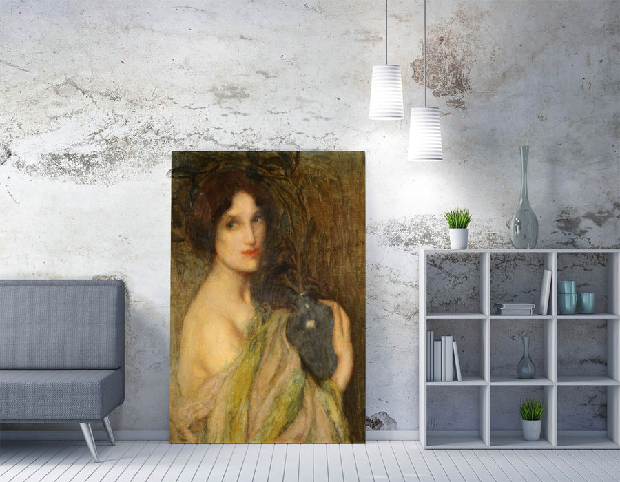 Canvas Wall Art – Edmond Aman-Jean Woman With Blue Vase, Handmade Canvas Print