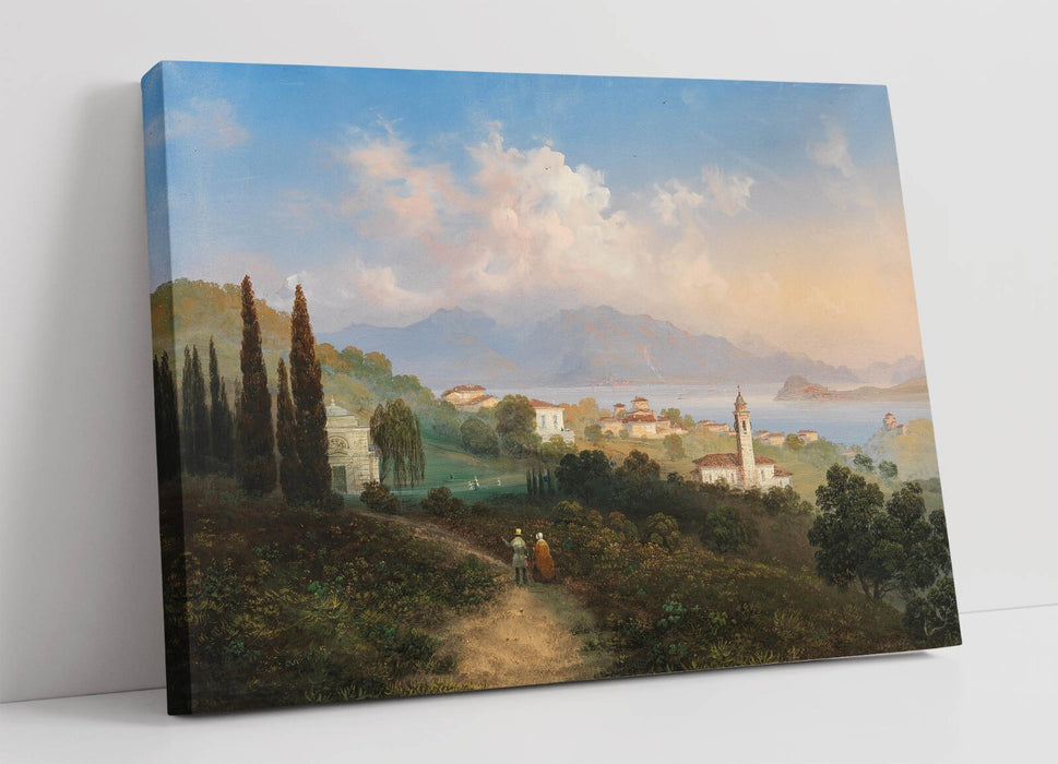 CARLO BOSSOLI, VIEW OF LAKE COMO & MENAGGIO -CANVAS WALL ARTWORK PICTURE PRINT