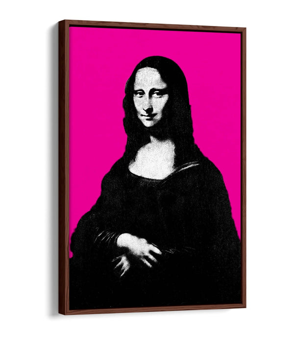 MONA LISA POP ART DA VINCI HOT PINK -FLOAT EFFECT CANVAS WALL ART PRINT