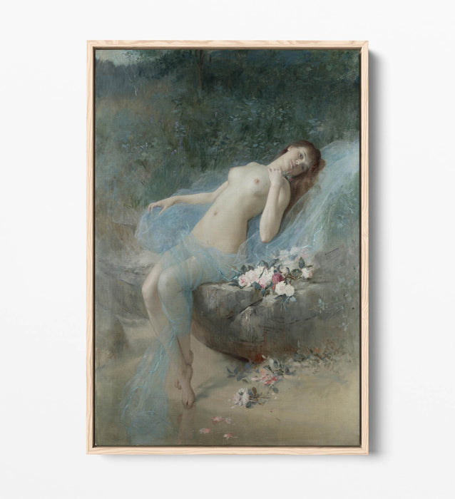 Canvas Wall Art Print - Reclining Nude Float Effect on Premium MDF Frame